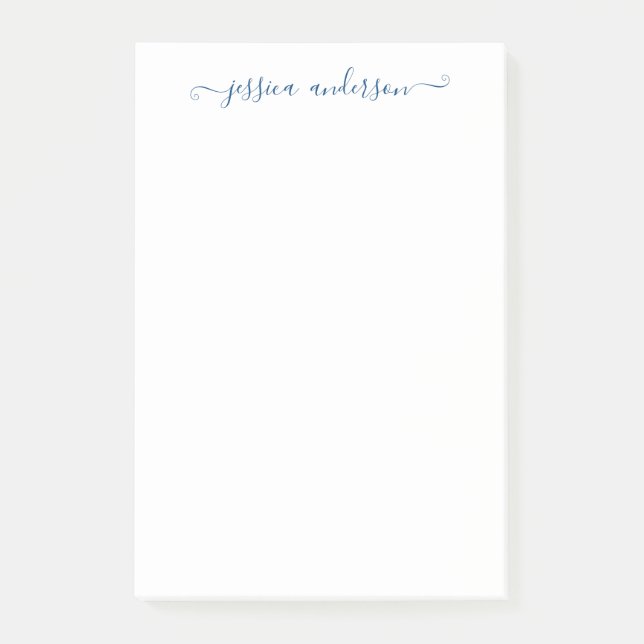 Feminine Modern Classic Elegant Navy Blue Script Post-it Notes (Front)