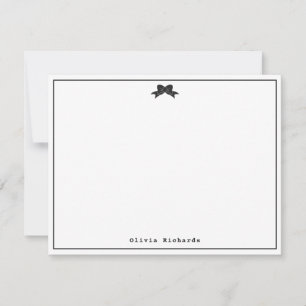 Feminine Modern Girly Ribbon Bow Classic Black Card