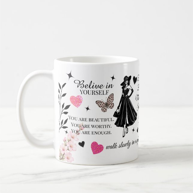 Feminine Motivational Quote Design  Coffee Mug (Left)