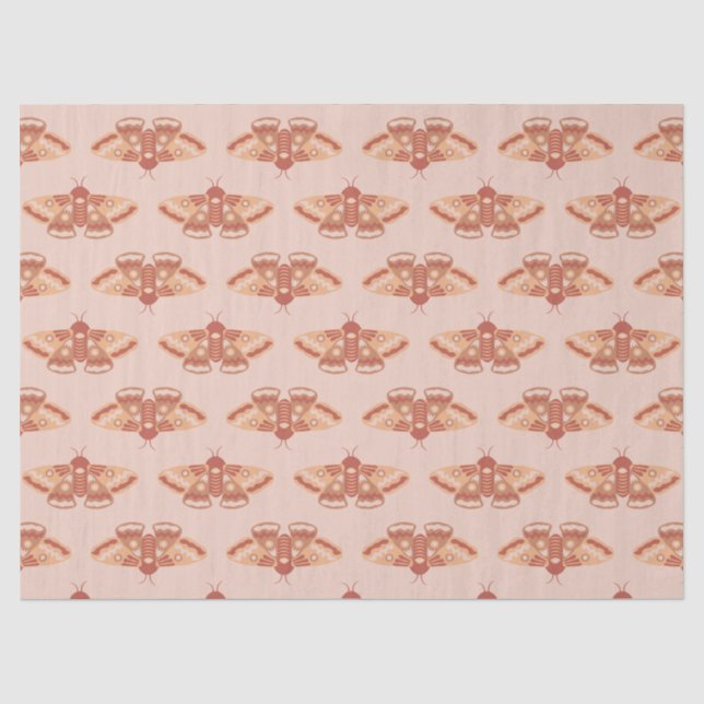 Feminine Nature Pattern – Coral Moth Design Tissue Paper (Front)