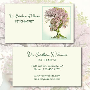 Feminine neurological professional floral brain business card