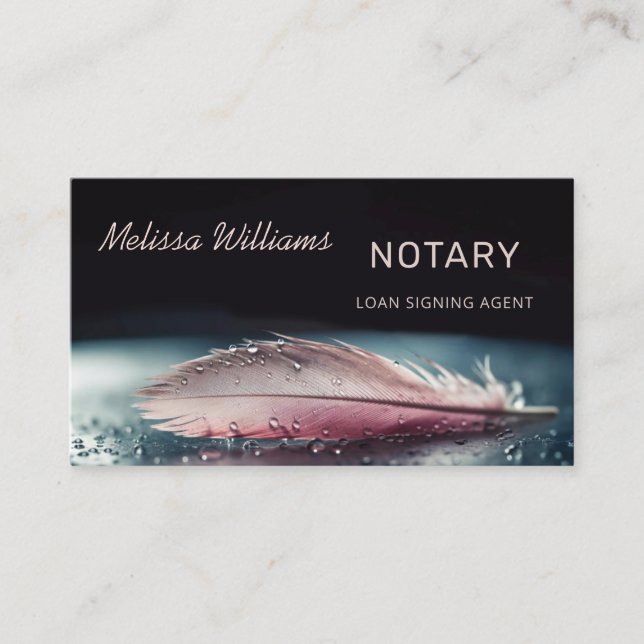 Feminine Notary Loan Signing Agent Business Card (Front)