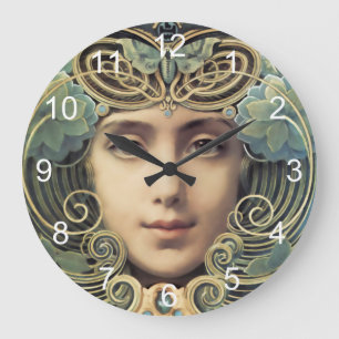 Feminine Nouveau Vintage Beauty Large Clock