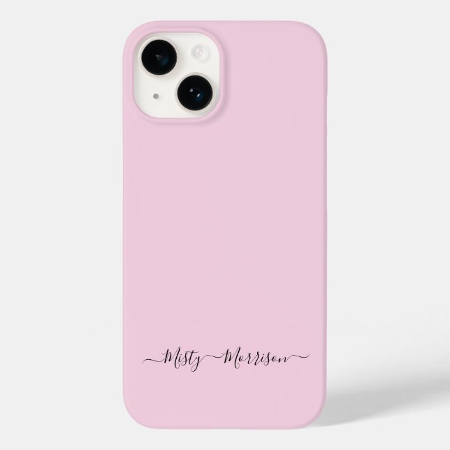 Feminine Pastel Pink with Script Custom Name Case-Mate iPhone Case (Back)
