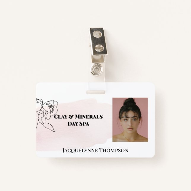 Feminine Photo ID Tag Badge ID Badge (Front with Clip)