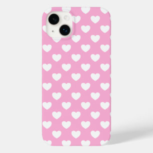 Feminine Pink And White Hearts Case-Mate iPhone 14 Plus Case