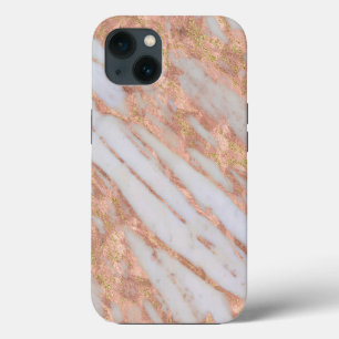 Feminine Pink and White Striated Marble Pattern iPhone 13 Case
