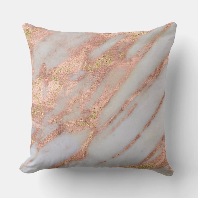 Feminine Pink and White Striated Marble Pattern Cushion (Front)