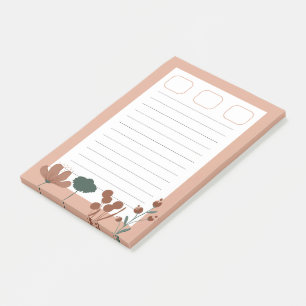 Feminine pink background botanical chic post-it notes