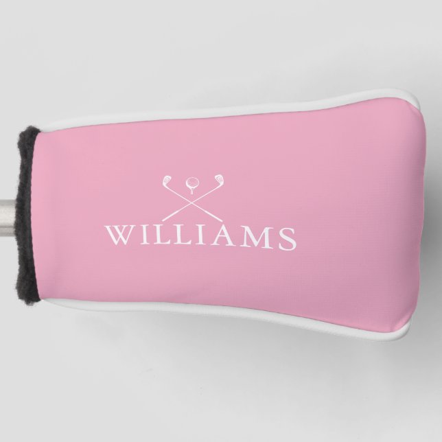 Feminine Pink Custom Name Golf Clubs Golf Head Cover (Front)