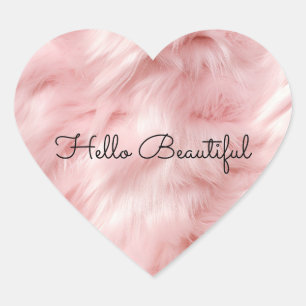 Feminine Pink Faux Fur Heart Sticker