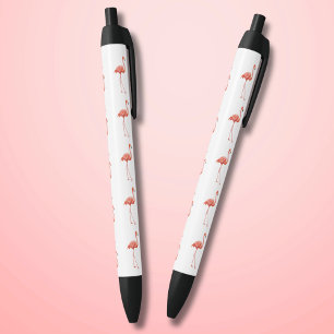 Feminine Pink Flamingo Pattern Black Ink Pen