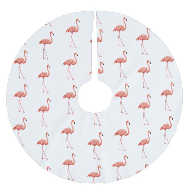 Feminine Pink Flamingo Pattern Brushed Polyester Tree Skirt (Front)