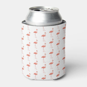 Feminine Pink Flamingo Pattern Can Cooler