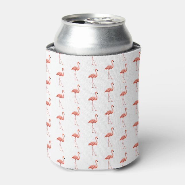 Feminine Pink Flamingo Pattern Can Cooler (Can Front)