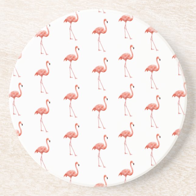 Feminine Pink Flamingo Pattern Coaster (Front)