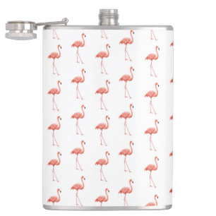 Feminine Pink Flamingo Pattern Hip Flask