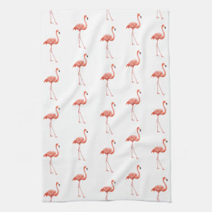 Feminine Pink Flamingo Pattern Tea Towel