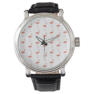 Feminine Pink Flamingo Pattern Watch