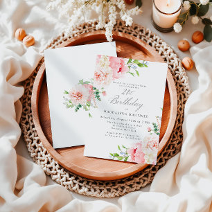 Feminine Pink Floral 21st Birthday Surprise Party Invitation