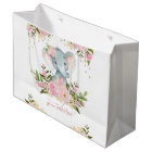 Feminine pink gold Elephant Baby Watercolor Floral