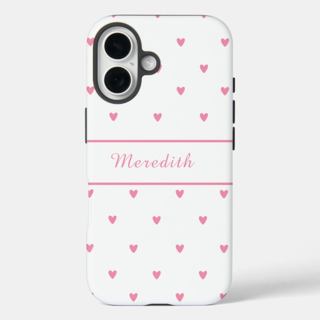 Feminine Pink Heart Personalized  Case-Mate iPhone Case (Back)