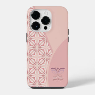 Feminine Pink Logo or QR Code Geometric Pattern iPhone 14 Pro Case