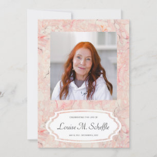 Feminine Pink Marble Celebration of Life Memorial Invitation
