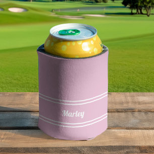 Feminine Pink Modern Minimal Personalised Name Can Cooler