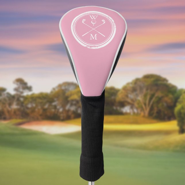 Feminine Pink Monogram Initials Golf Head Cover (Feminine Pink Monogram Initials Golf Head Cover)