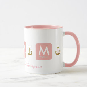 feminine pink mug for her with anchors