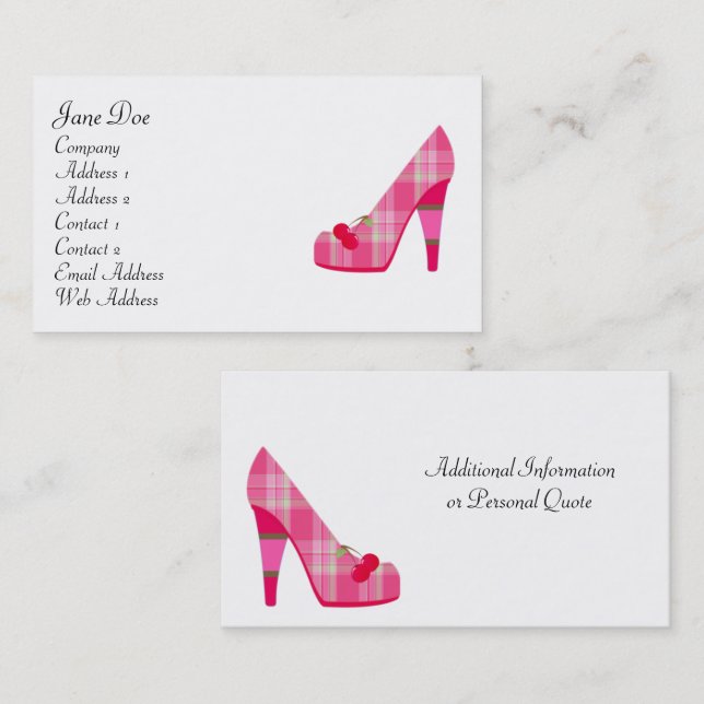Feminine Pink Plaid Business Cards (Front/Back)
