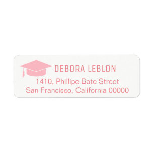 feminine pink return address label with name grad