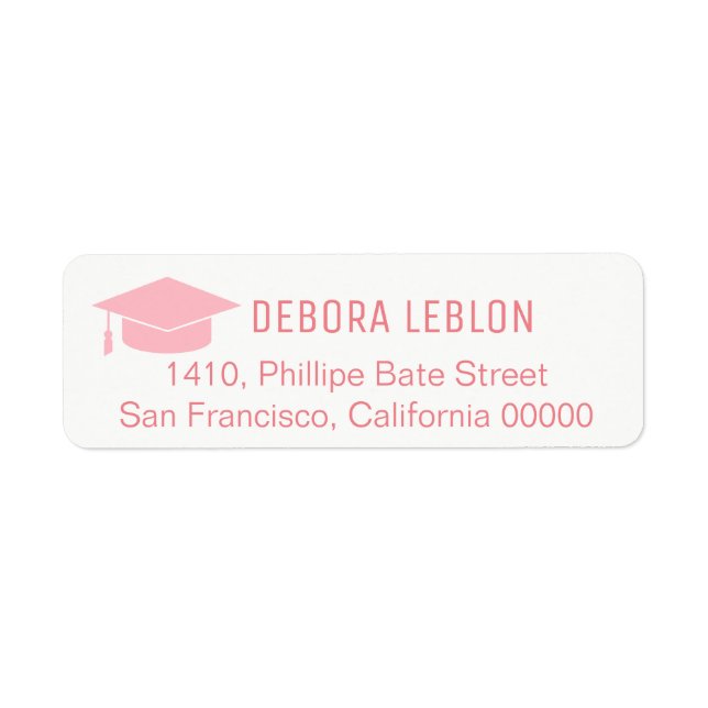 feminine pink return address label with name grad (Front)