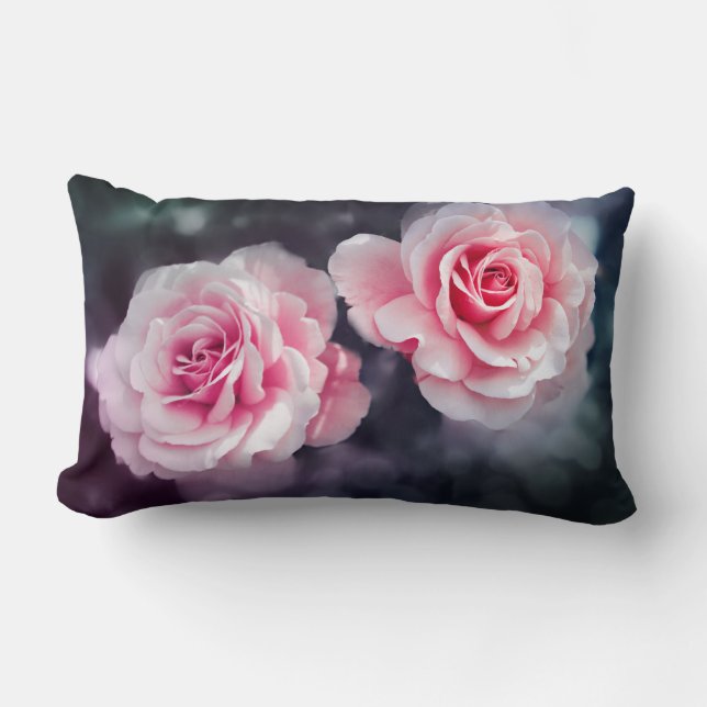 Feminine Pink Roses Floral Photo Lumbar Cushion (Front)