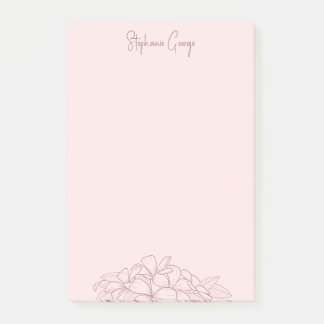 feminine pink simple floral minimal botanical post-it notes