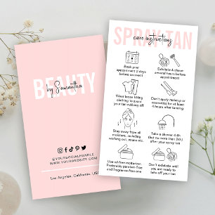 Feminine Pink Spray Tan Aftercare Instructions Business Card