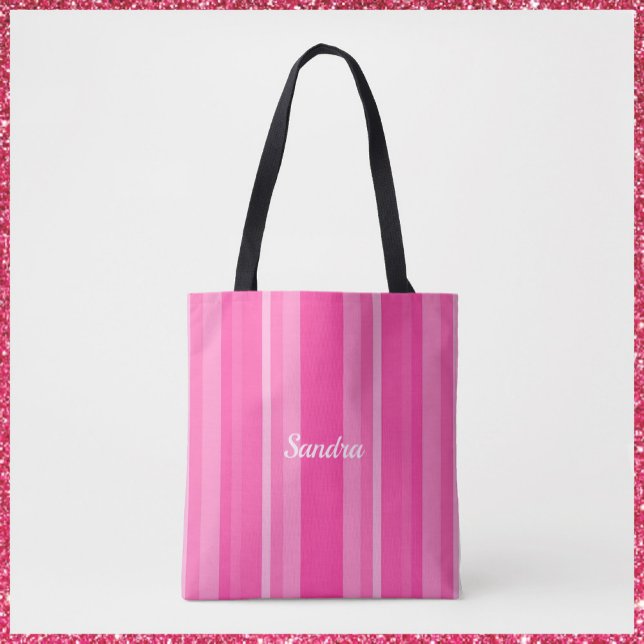 Feminine Pink Striped Tote Bag (Creator Uploaded)