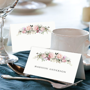 Feminine Pink Summer Rose Garden Place Card