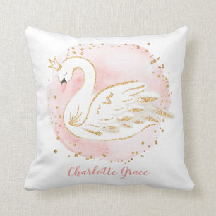 Feminine Pink Swan Princess Nursery Decoration Cushion