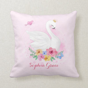 Feminine Pink Swan Princess Nursery Decoration Cushion