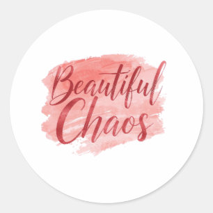 Feminine Pink Watercolor Beautiful Chaos Classic Round Sticker