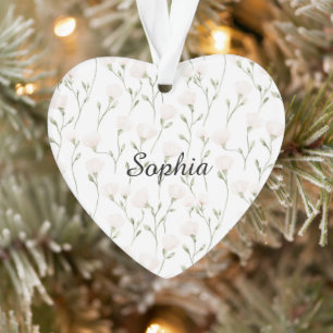 Feminine Pretty Blush Pink Flowers Christmas Ornament