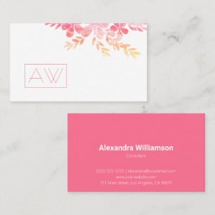 Feminine Professional Pink Floral Personal Brand Business Card