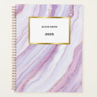 Feminine Purple and Gold Marble | your name Planner