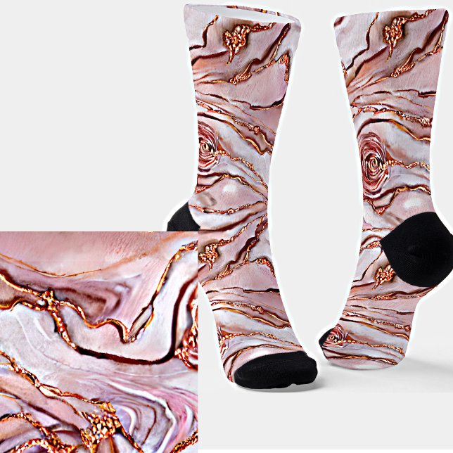 Feminine Quartz  Rose Gold Marble Texture Socks (Creator Uploaded)