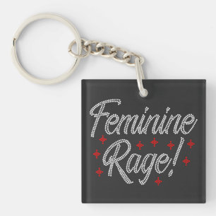 Feminine Rage Rhinestone Design Key Ring