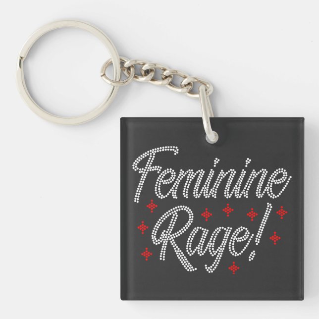 Feminine Rage Rhinestone Design Key Ring (Front)