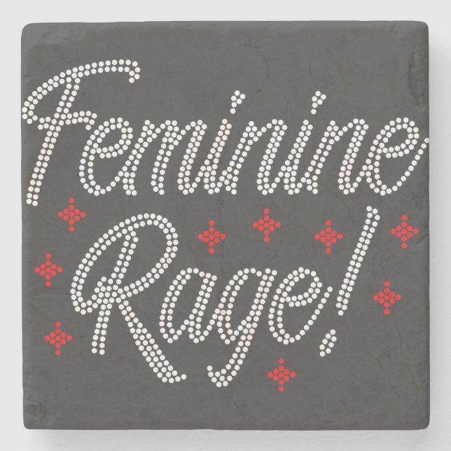 Feminine Rage Rhinestone Design Stone Coaster (Front)