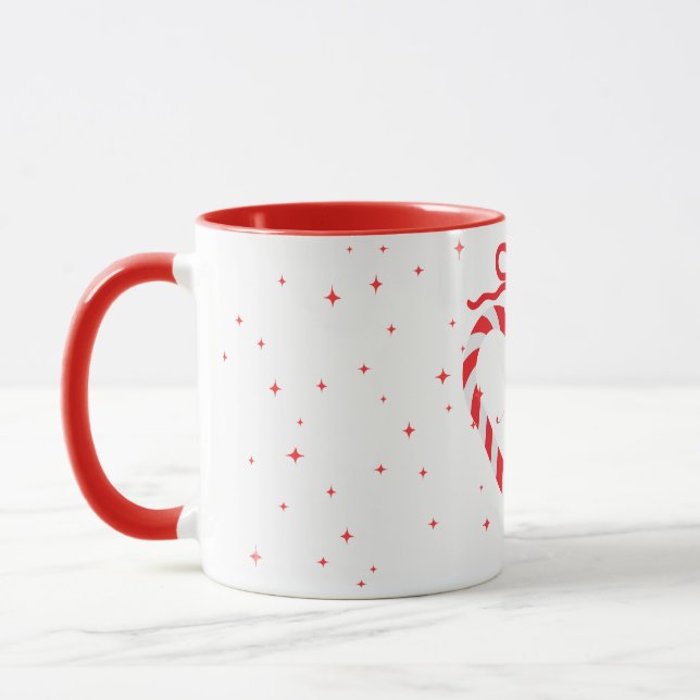 Feminine Red Christmas candy personalised Mug (Left)